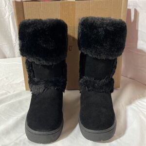 Style & Co Size 10 Black Snow Faux Fur Lined round toe Witty Boots Microfiber Fa